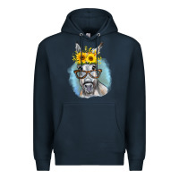 Navy Sunflower Glasses Donkey Premium Hoodie - RanaPortraitStore