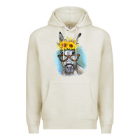 Oatmeal Heather Sunflower Glasses Donkey Premium Hoodie - RanaPortraitStore