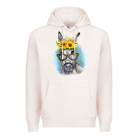 Pale Pink Sunflower Glasses Donkey Premium Hoodie - RanaPortraitStore