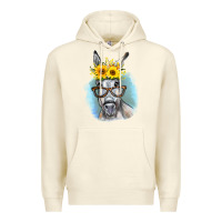 Sandshell Sunflower Glasses Donkey Premium Hoodie - RanaPortraitStore