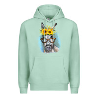 Seafoam Sunflower Glasses Donkey Premium Hoodie - RanaPortraitStore