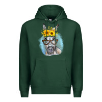 Sports Green Sunflower Glasses Donkey Premium Hoodie - RanaPortraitStore