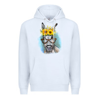 White Sunflower Glasses Donkey Premium Hoodie - RanaPortraitStore
