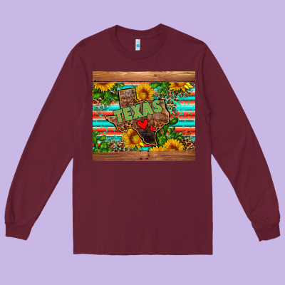 Texas Long Sleeve Tee Designed By Adodesignshop