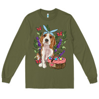 Army Green Easter Beagle Long Sleeve Tee - RanaPortraitStore