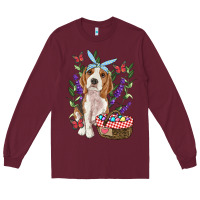 Burgundy Easter Beagle Long Sleeve Tee - RanaPortraitStore