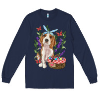 Navy Easter Beagle Long Sleeve Tee - RanaPortraitStore