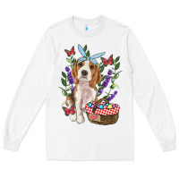 White Easter Beagle Long Sleeve Tee - RanaPortraitStore