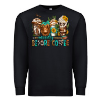 Black moody before coffee longhaired cow coffee Premium Sweatshirt - Jasminsmagicworld