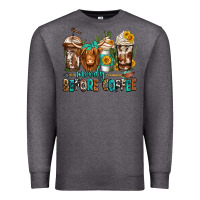 Charcoal Heather moody before coffee longhaired cow coffee Premium Sweatshirt - Jasminsmagicworld