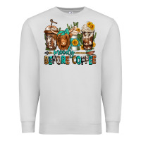 Dove Grey moody before coffee longhaired cow coffee Premium Sweatshirt - Jasminsmagicworld