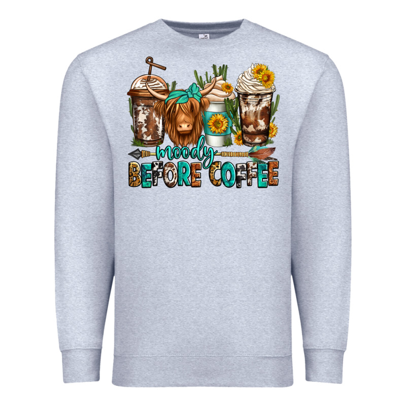 Moody Before Coffee Longhaired Cow Coffee Premium Sweatshirt by Jasminsmagicworld | Teevron
