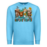 Ocean Blue moody before coffee longhaired cow coffee Premium Sweatshirt - Jasminsmagicworld