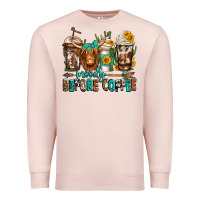 Pale Pink moody before coffee longhaired cow coffee Premium Sweatshirt - Jasminsmagicworld