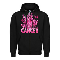 Black Tackle Cancer with Sunflower Zipper Hoodie - texasbilliewilder