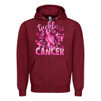 Burgundy Tackle Cancer with Sunflower Zipper Hoodie - texasbilliewilder