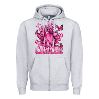 Heather Grey Tackle Cancer with Sunflower Zipper Hoodie - texasbilliewilder