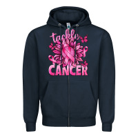 Navy Tackle Cancer with Sunflower Zipper Hoodie - texasbilliewilder
