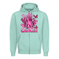 Seafoam Tackle Cancer with Sunflower Zipper Hoodie - texasbilliewilder
