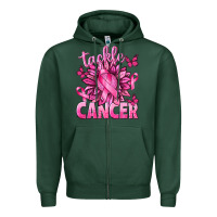 Sports Green Tackle Cancer with Sunflower Zipper Hoodie - texasbilliewilder