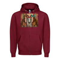 Burgundy horses with bandanas Zipper Hoodie - RanaPortraitStore