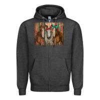 Charcoal Heather horses with bandanas Zipper Hoodie - RanaPortraitStore
