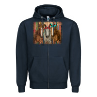 Navy horses with bandanas Zipper Hoodie - RanaPortraitStore