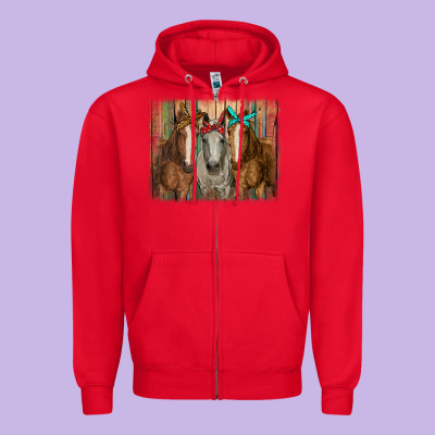 Horses With Bandanas Zipper Hoodie Designed By Ranaportraitstore