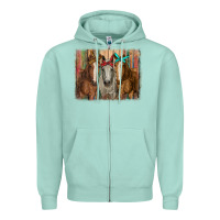 Seafoam horses with bandanas Zipper Hoodie - RanaPortraitStore