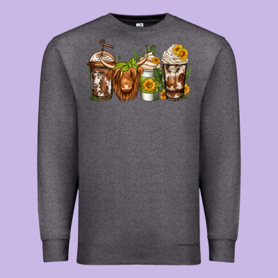 Longhaired Cow Coffee Premium Sweatshirt Designed By Jasminsmagicworld