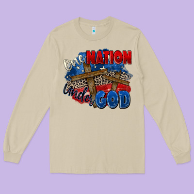 One Nation Under God Long Sleeve Tee Designed By Zillion Design Studio