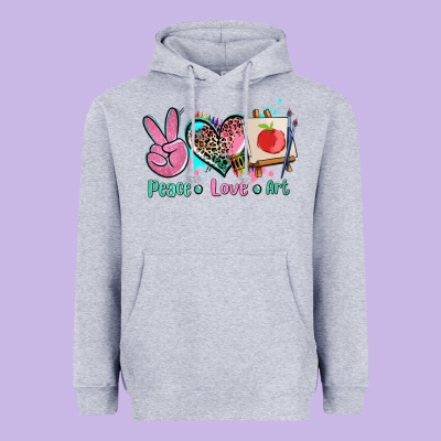 Peace Love Art   Ado Heavyweight Hoodie Designed By Adodesignshop