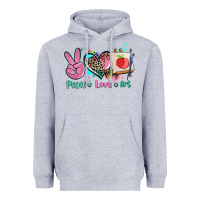 Heather Grey peace love art   ado Heavyweight Hoodie - AdoDesignShop