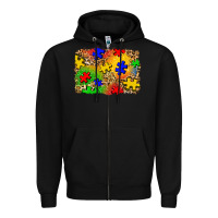 Black autism background Zipper Hoodie - Zillion Design Studio