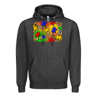 Charcoal Heather autism background Zipper Hoodie - Zillion Design Studio