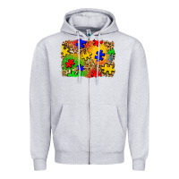 Heather Grey autism background Zipper Hoodie - Zillion Design Studio