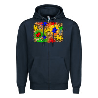 Navy autism background Zipper Hoodie - Zillion Design Studio