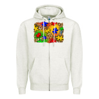 Oatmeal Heather autism background Zipper Hoodie - Zillion Design Studio