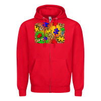 Red autism background Zipper Hoodie - Zillion Design Studio