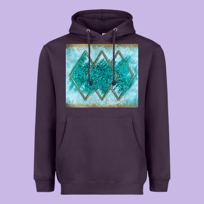 Turquoise Glitter Heavyweight Hoodie Designed By Jahusdesignshop