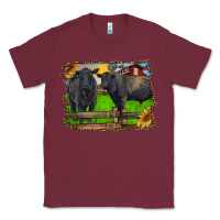 Burgundy black angus cattle and bull in barnyard Classic Tee - RanaPortraitStore