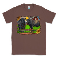 Chestnut black angus cattle and bull in barnyard Classic Tee - RanaPortraitStore