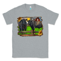 Heather Grey black angus cattle and bull in barnyard Classic Tee - RanaPortraitStore