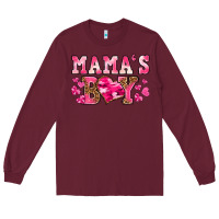 Burgundy valentines day mamas boy Long Sleeve Tee - texasbilliewilder