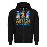 Black autism awareness gnomes Zipper Hoodie - Zillion Design Studio