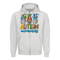 Dove Grey autism awareness gnomes Zipper Hoodie - Zillion Design Studio
