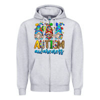 Heather Grey autism awareness gnomes Zipper Hoodie - Zillion Design Studio