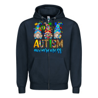 Navy autism awareness gnomes Zipper Hoodie - Zillion Design Studio