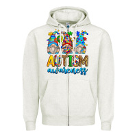 Oatmeal Heather autism awareness gnomes Zipper Hoodie - Zillion Design Studio