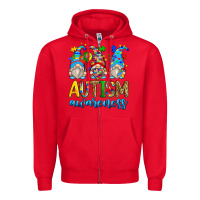 Red autism awareness gnomes Zipper Hoodie - Zillion Design Studio